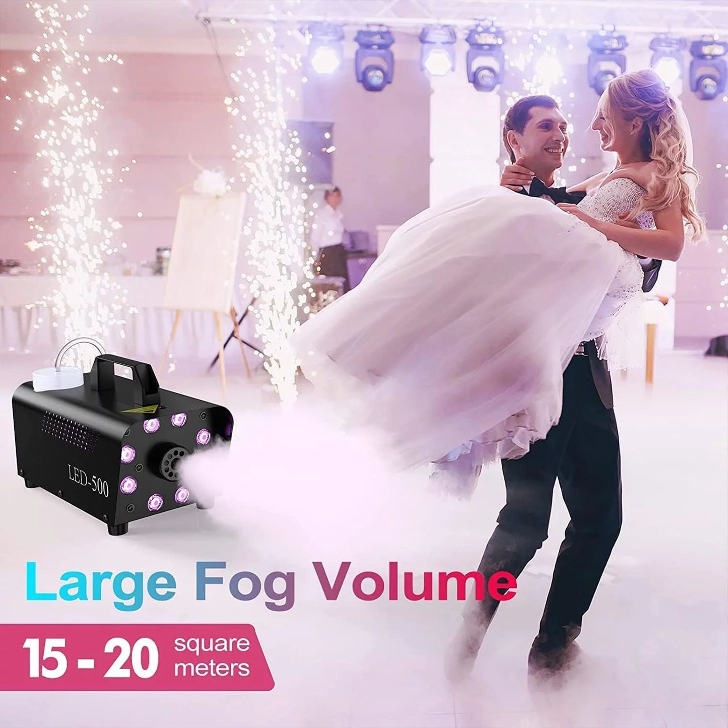 Halloween Smoke Machine, Fog Machine Indoor- 3 Stage LED Lights with 13 Colors & Strobe Effect, with Receiver and Wireless Remote Controls, 4.18 Pounds