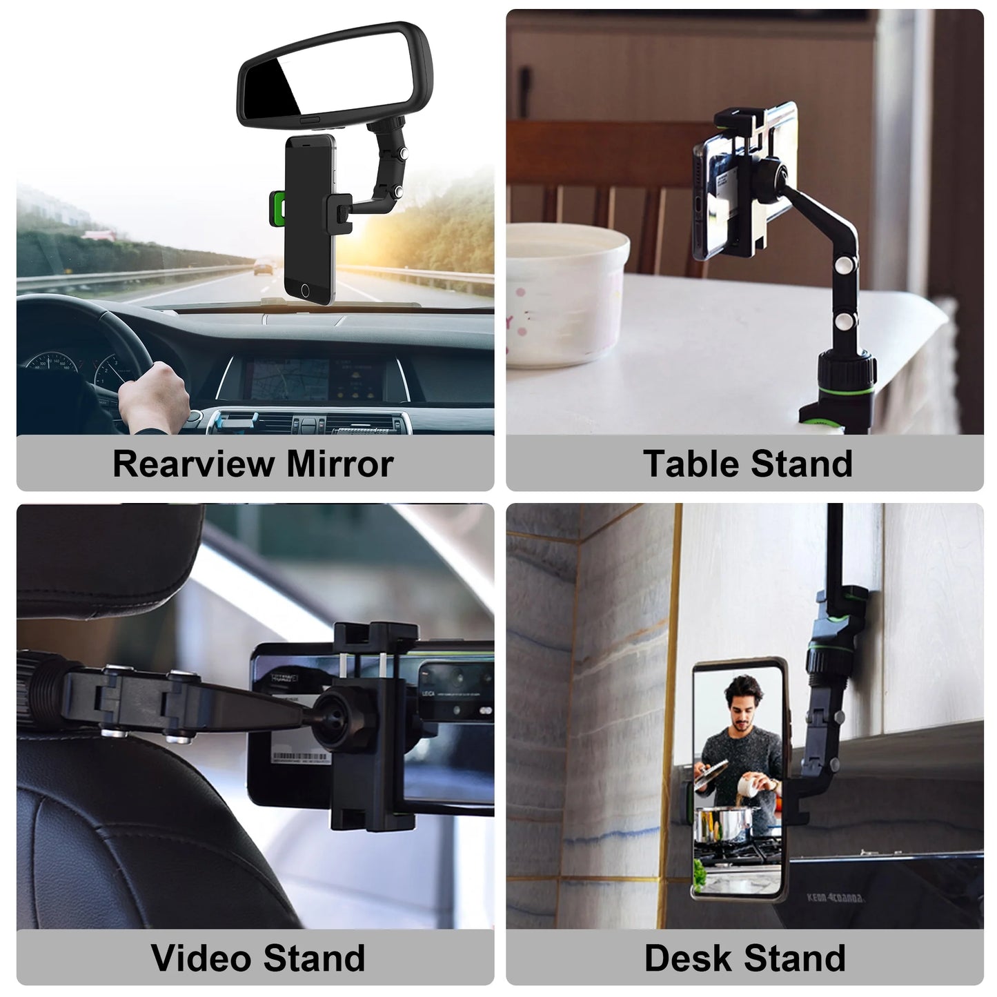 Car Phone Holder, Cell Phone Mount for Rearview Mirror, Universal Phone Stand Fits for Iphone