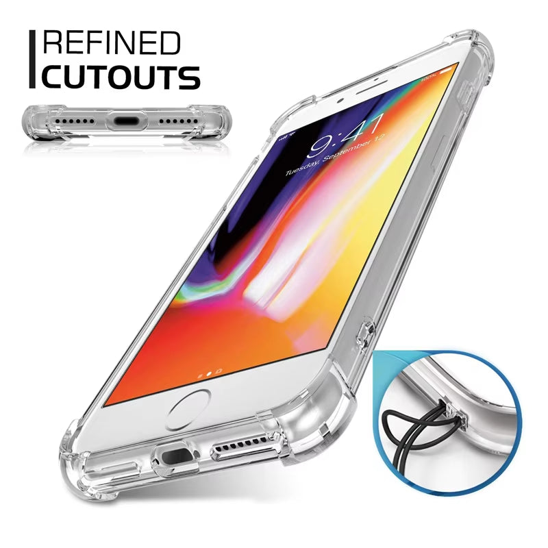 Clear Silicone Phone Case for Iphone 13 12 11 Pro Max XS Max X XR 8 7 6 6S plus SE 2020 12 13 14 Mini Shockproof Case Back Cover