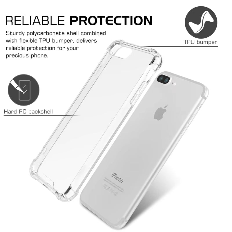 Clear Silicone Phone Case for Iphone 13 12 11 Pro Max XS Max X XR 8 7 6 6S plus SE 2020 12 13 14 Mini Shockproof Case Back Cover