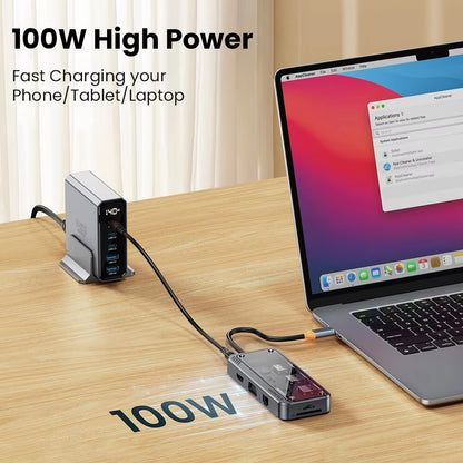 4K 5GB USB C Hub Dock Station Type C to Hdmi-Compatible Ethernet Port RJ45 PD 100W Adapter for Macbook USB 3.0 Hub Laptop Tablet