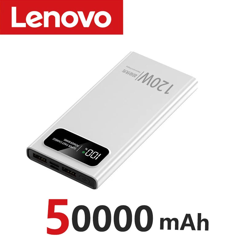 Lenove 120W Super Fast Charging Power Bank 200000Mah Ultralarge Capacity Digital Display Power Bank for Iphone External Battery