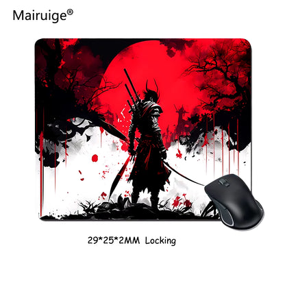 Samurai Warrior Mouse Pad Gamer Computer Accessories Keyboard Table Mat Black Mousepad Company Gaming Laptop Desk Accessory Pc