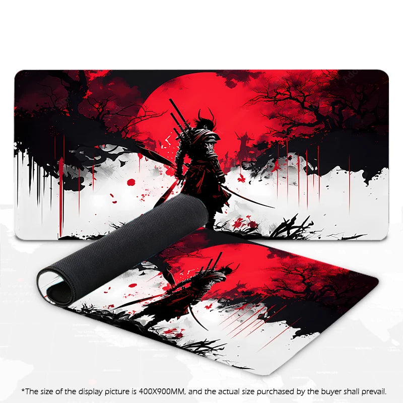 Samurai Warrior Mouse Pad Gamer Computer Accessories Keyboard Table Mat Black Mousepad Company Gaming Laptop Desk Accessory Pc